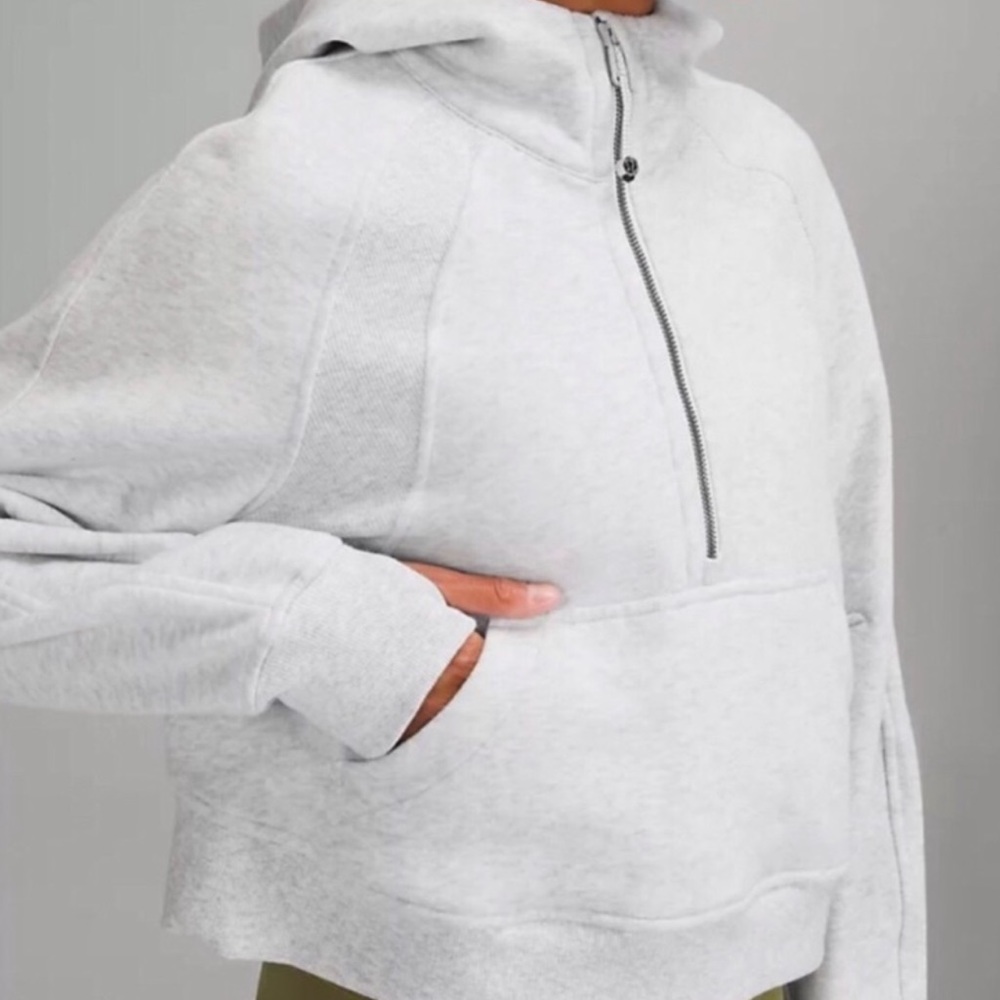 WORN 1 time Lululemon Scuba Half-Zip Hoodie Heathered Core Ultra Light Grey M/L